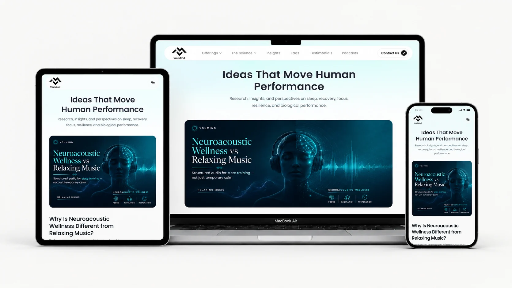 YouMind wellness website interface showcase